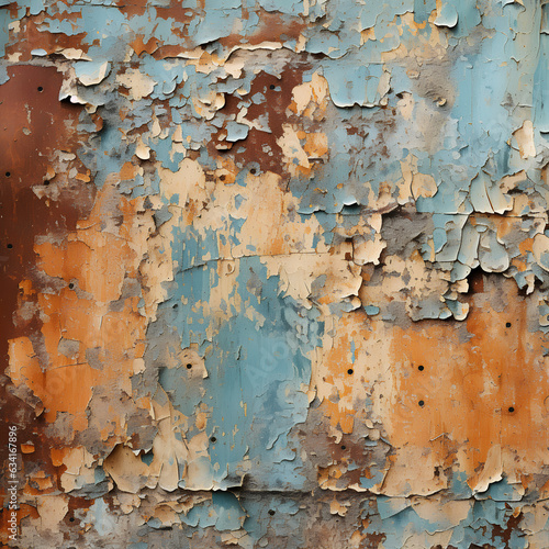 Grunge texture combining peeling paint, rust and wall decay