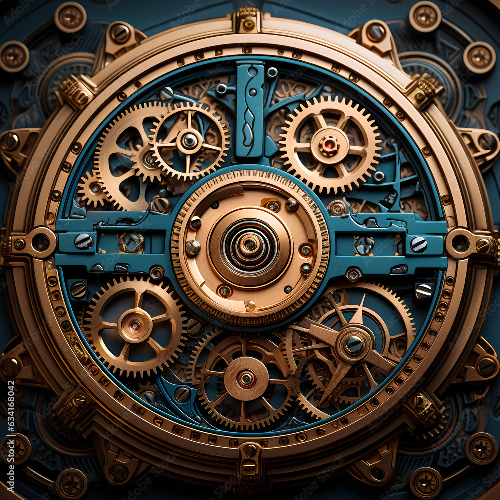 Image of a Steampunk themed setting with highly detailed gears, cogs and metal elements