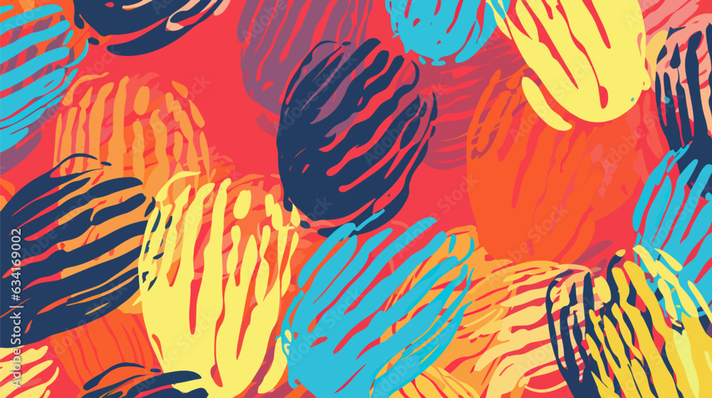 Stylized hand prints pattern,colorful vector illustration.