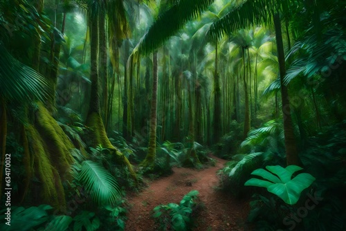 Pastel art of a tropical forest - AI Generative