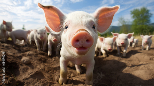 Mini Pig Snouts and Smiles: Close-up shots of mini pig snouts rooting around, followed by big grins, displaying their curiosity and playfulness in a delightful way 
