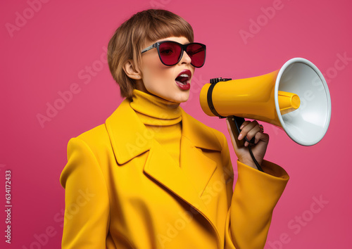 Frau mit Megaphone photo