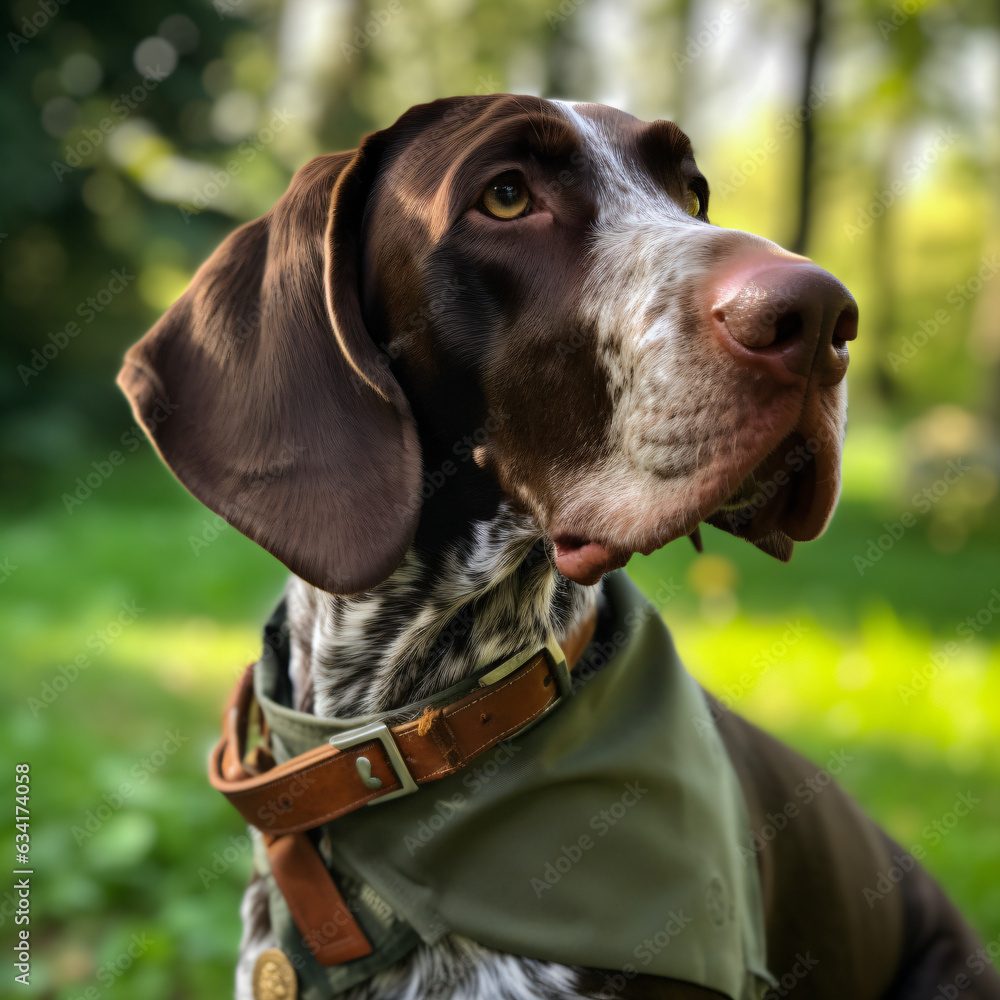 A dog wearing a green scarf Generative Ai