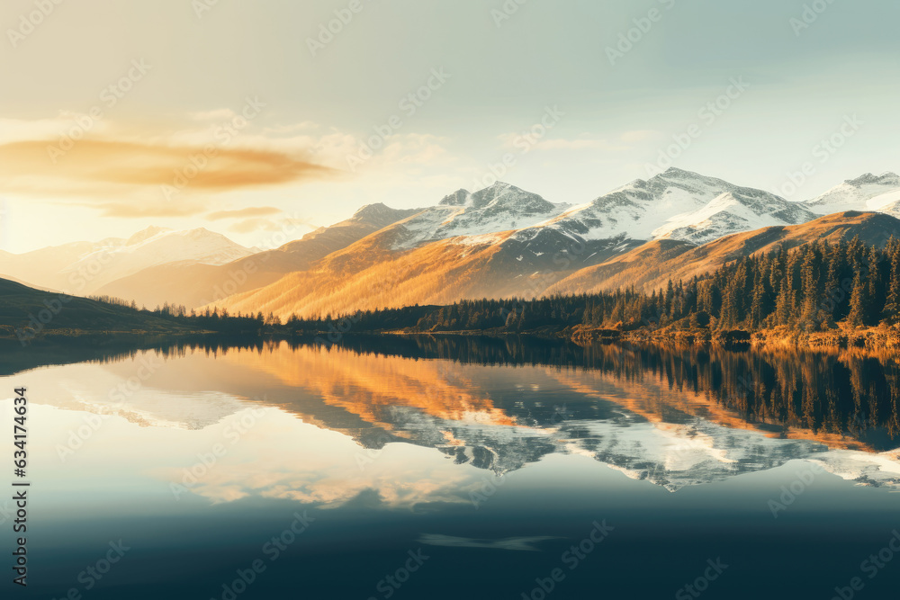 sunrise over the calm mountain lake sunrise over the calm mountain lake