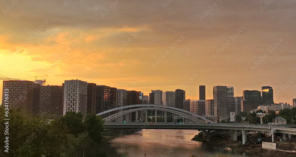 Summer sunset in the west of Moscow