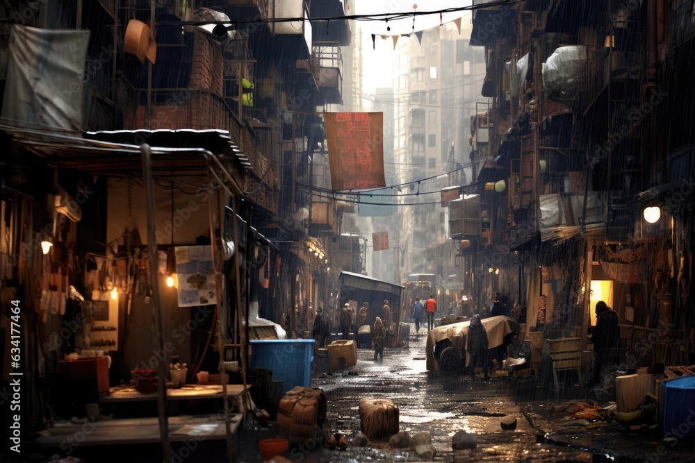 Techno Dystopian City Slums
