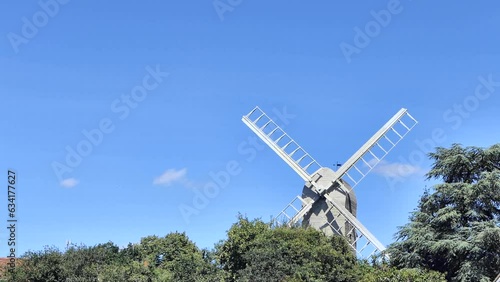 Finchingfield Post Mill from low angle.

Known as the most photographed village in Essex, Finchingfield is home to one of the county's few remaining windmills and is a charming, picturesque village. photo