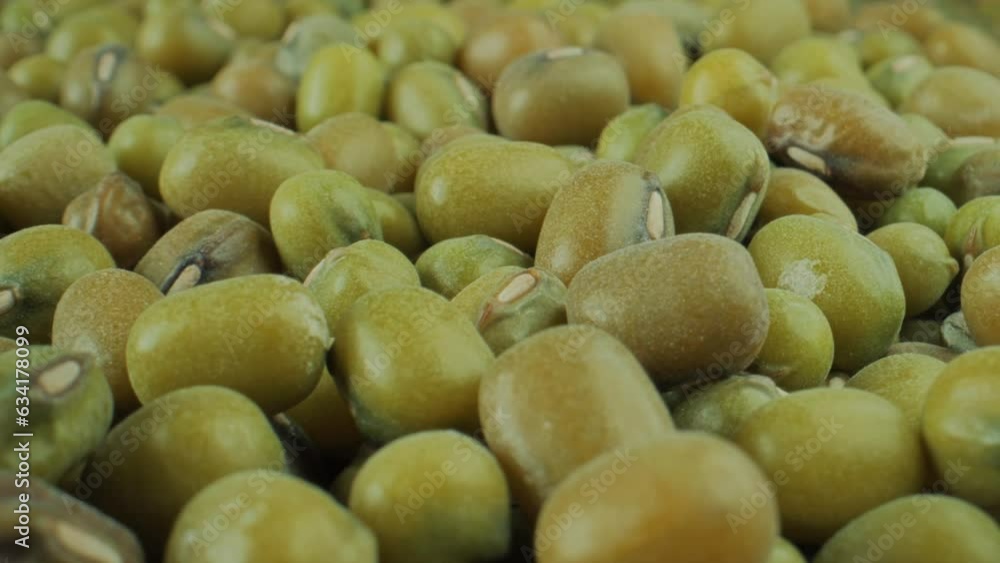Green beans. Mung bean. Organic legumes. Mung seeds. Groats. Turntable rotating shot. Slow motion. Green beans. Mung bean. Organic legumes. Mung seeds. Groats. Turntable rotating shot. Slow motion.