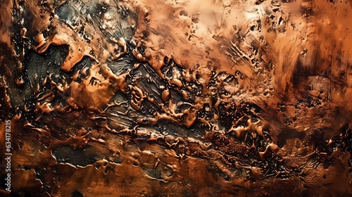 Scratched grunge copper plate industrial. Texture copper plate. Old copper. Generative AI technology.
