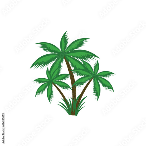  palms trees sun orang yellow sunset tropical beach vector illustration eps10