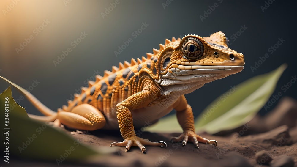 Obraz premium lizard on a tree chameleon gecko