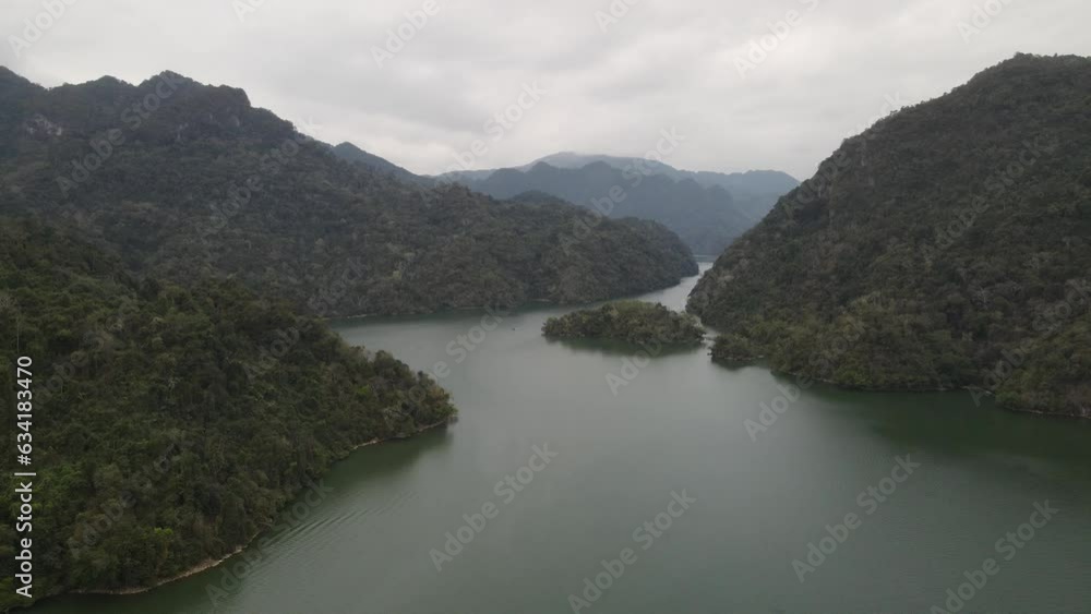 The aerial view of Ba Be Lake in Northern Vietnam The aerial view of Ba Be Lake in Northern Vietnam