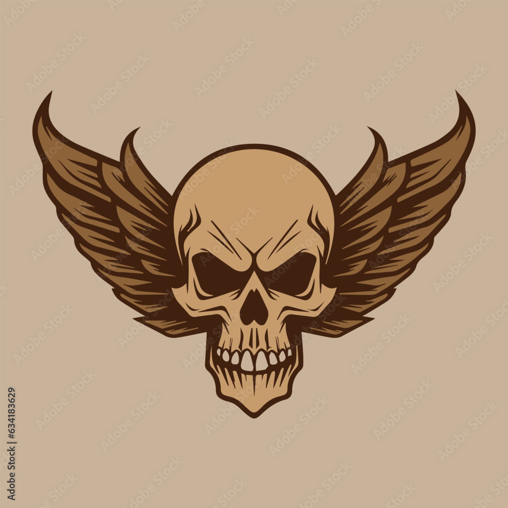 winged skull doodle illustration hand drawn eps vector winged skull doodle illustration hand drawn eps vector