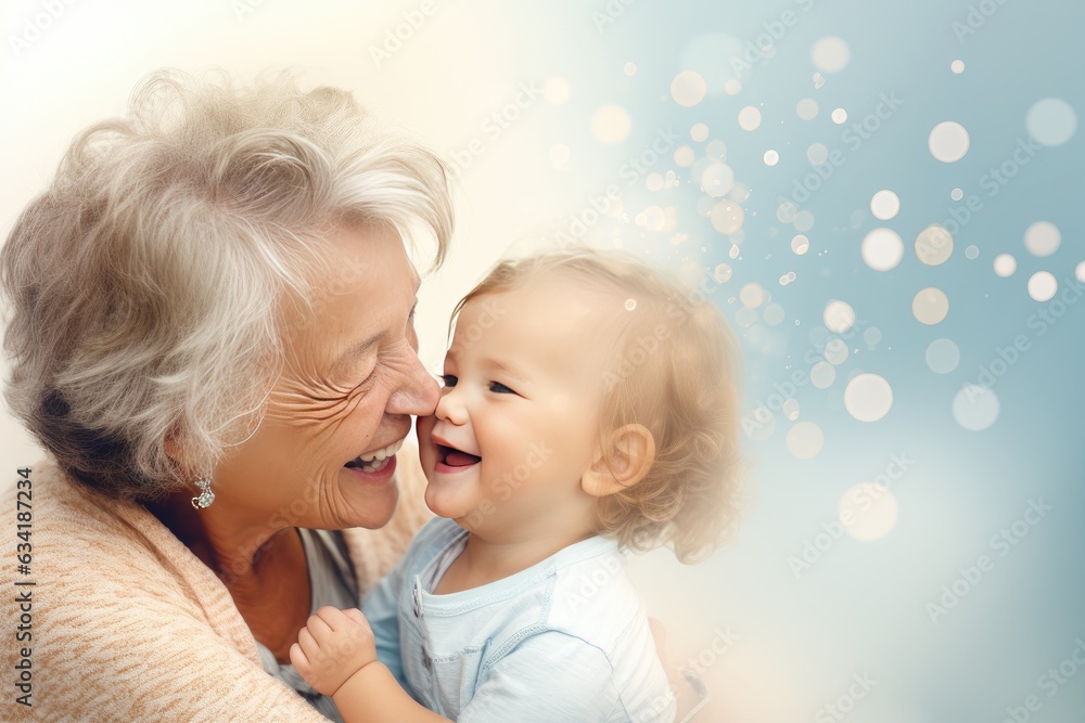 Portrait of a happy grandmother playing with her grandson Portrait of a happy grandmother playing with her grandson