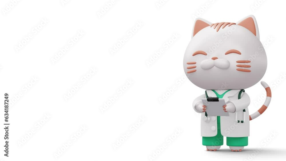 Cute doctor cat, 3d cartoon cat character, 3d rendering Cute doctor cat, 3d cartoon cat character, 3d rendering