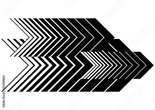 Black vector arrow on a white background. Modern pattern for a sticker on a vehicle, car, bus, SUV, toys, sportswear pattern, web design, interior design, printing. Abstract vector background.