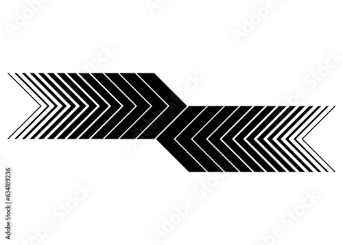 Black vector strip of arrows on a white background. for a sticker on a vehicle, car, bus, SUV, toys, a pattern on sportswear, web design, interior design, printing, video. For plotter cutting. Modern 