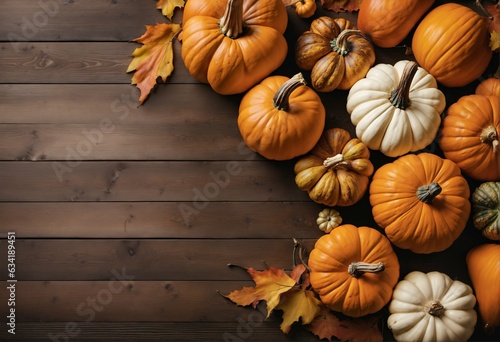 Wallpaper Mural Autumn flat lay with pumpkins and colorful leaves and seasonal items Torontodigital.ca
