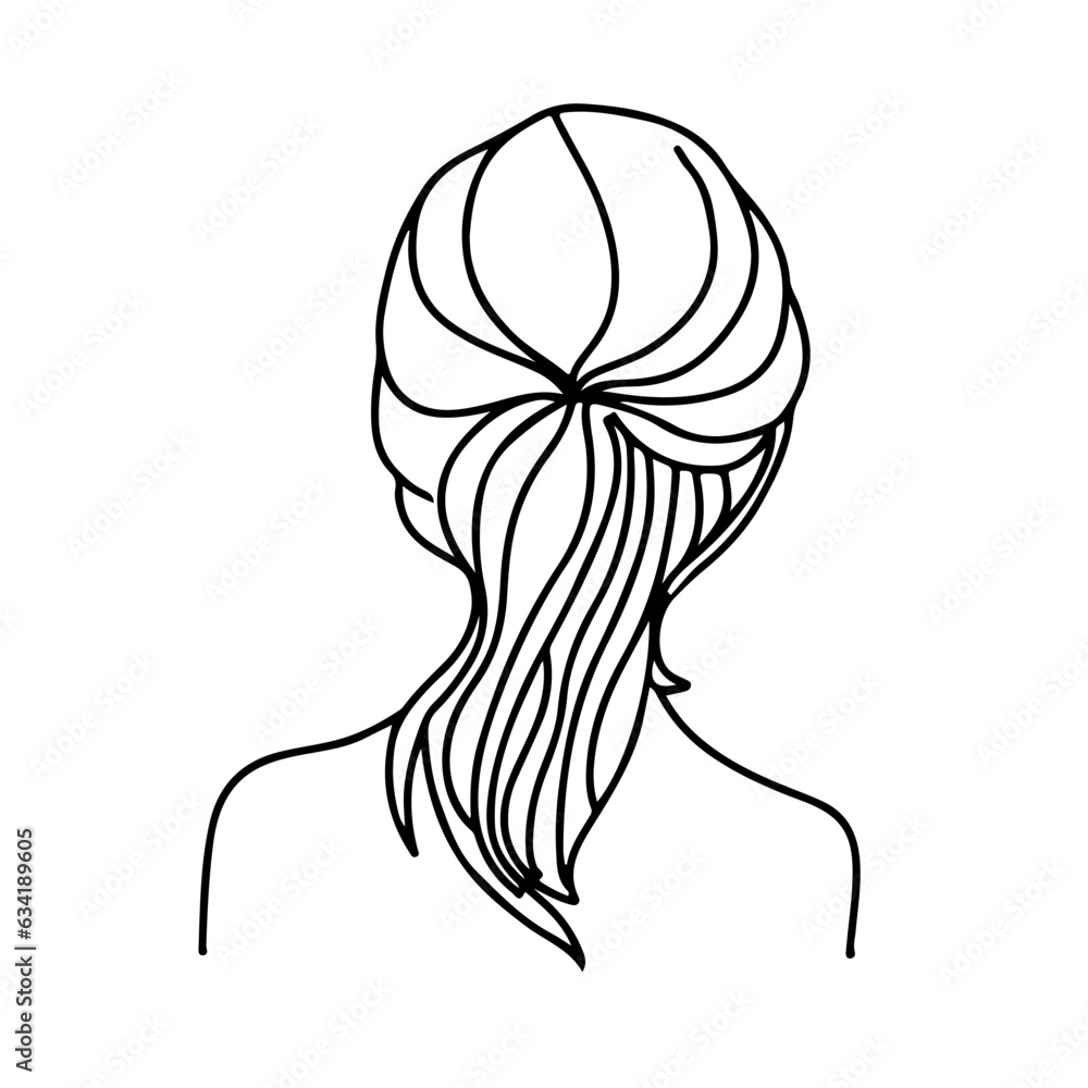 Woman hairstyle portrait backward doodle line art coloring page Stock ...