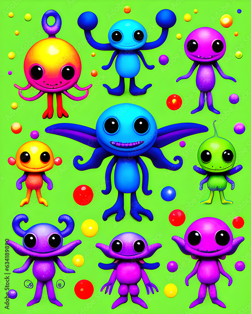 Aliens on green background Aliens on green background