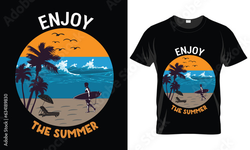 summer t shirt design vector illustration. summer t shirt, summer surfing t shirt. summer sublimation t shirt Vector illustration