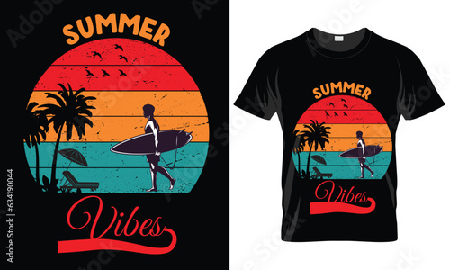summer t shirt design vector illustration. summer t shirt, summer surfing t shirt. summer sublimation t shirt Vector illustration