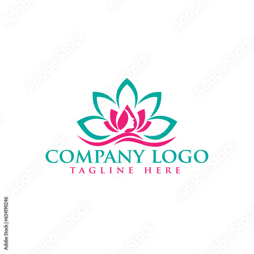 linear lotus flower beauty spa logo design 
