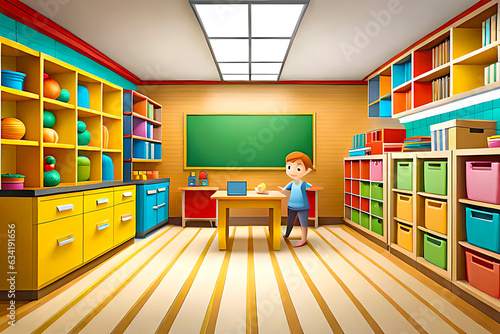 vibrant and lively cartoon indoor background for a children s playroom