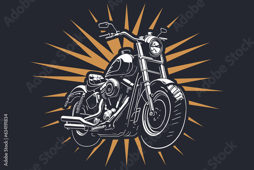 Classic motorcycle vector illustration. Motor bike for logo, biker club emblem, sticker, t shirt design print.