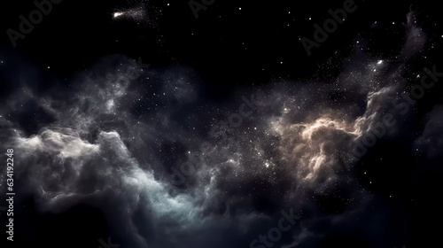 Deep space, smoke, stars and galaxies. On a dark background.. Generative AI technology.