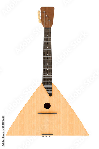 Balalaika closeup, front view. 3D rendering isolated on transparent background