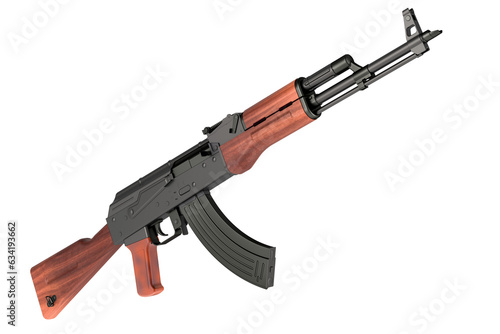 Assault rifle, closeup. 3D rendering isolated on transparent background