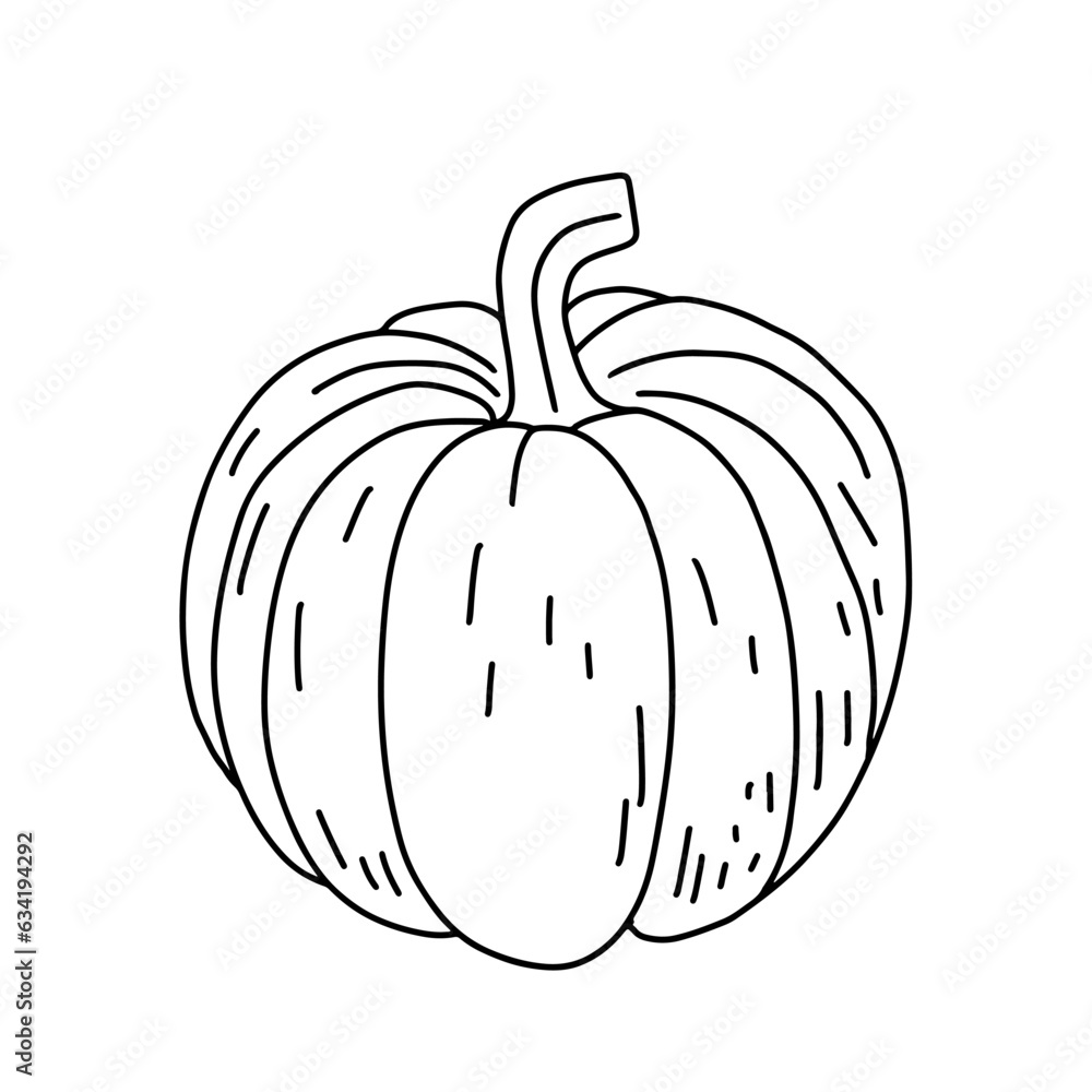 Pumpkin doodle line art. Coloring page element. Harvest Thanksgiving autumn fall. Teaching materials, coloring page element. Pumpkin doodle line art. Coloring page element. Harvest Thanksgiving autumn fall. Teaching materials, coloring page element.