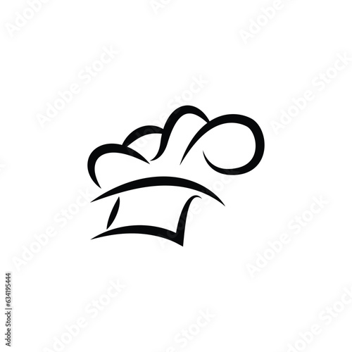Simple Chef Hat Logo Design, Template Silhouette Vector Illustration