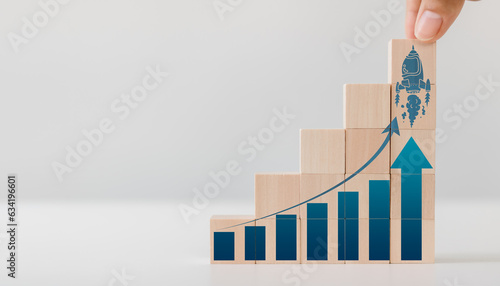 Growth hacking concept with a chart. A modern approach to marketing, combining creativity and technical savvy to rapidly increase business growth, and automation to drive growth. photo