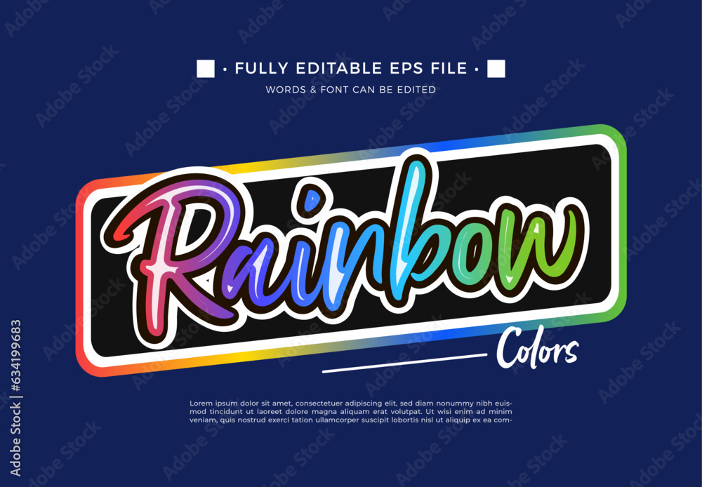 Rainbow Colors text effect editable
