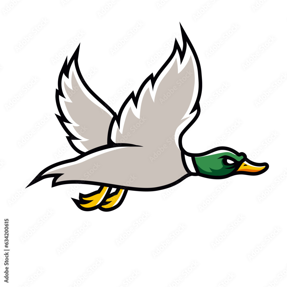 Flying duck mascot logo illustration concept Flying duck mascot logo illustration concept