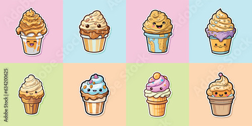 peanut butter ice cream sticker cool colors kawaii clip art illustration collection