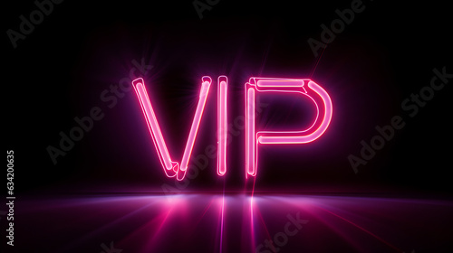 Mon VIP écrit en tubes néon éclairés en rose sur fond noir photo
