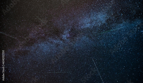 TUHINJ VALLEY, SLOVENIA - AUGUST 12, 2023: Perseid meteor shower, seen on the evening sky from Tuhinj valley in Slovenia photo