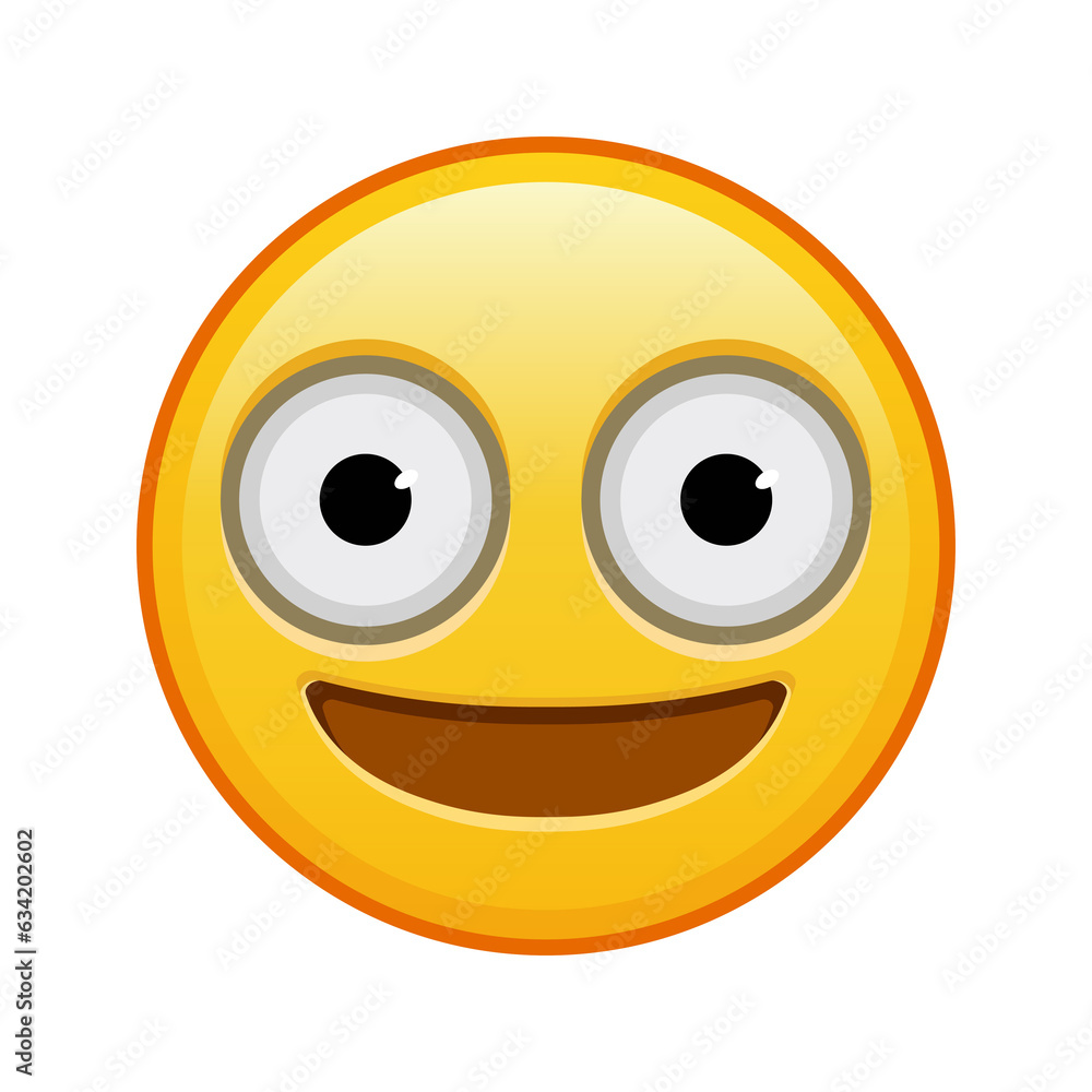 Fototapeta premium Face with big eyes Large size of yellow emoji smile