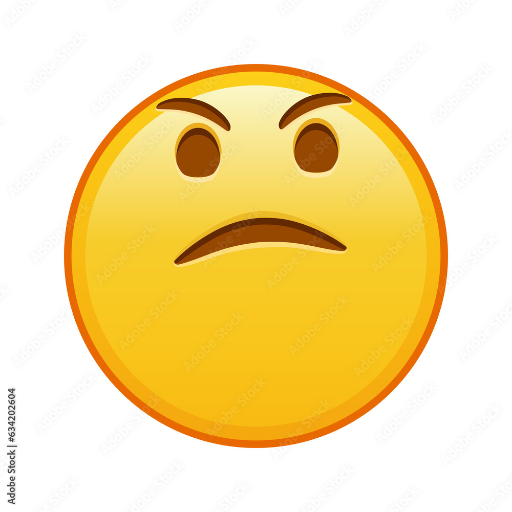 Fototapeta premium Face with an expression of displeasure Large size of yellow emoji smile