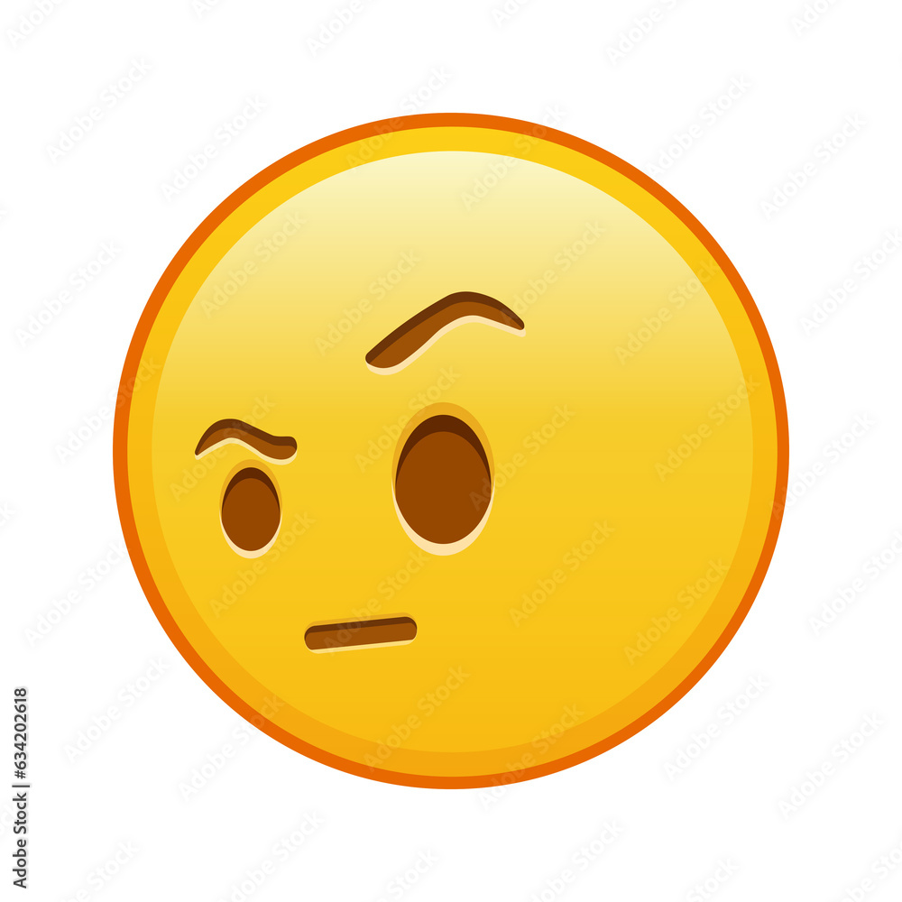 Fototapeta premium Face with one eyebrow raised Large size of yellow emoji smile