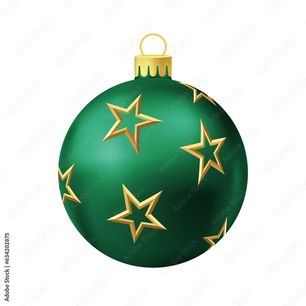 Green Christmas tree ball with gold star Green Christmas tree ball with gold star