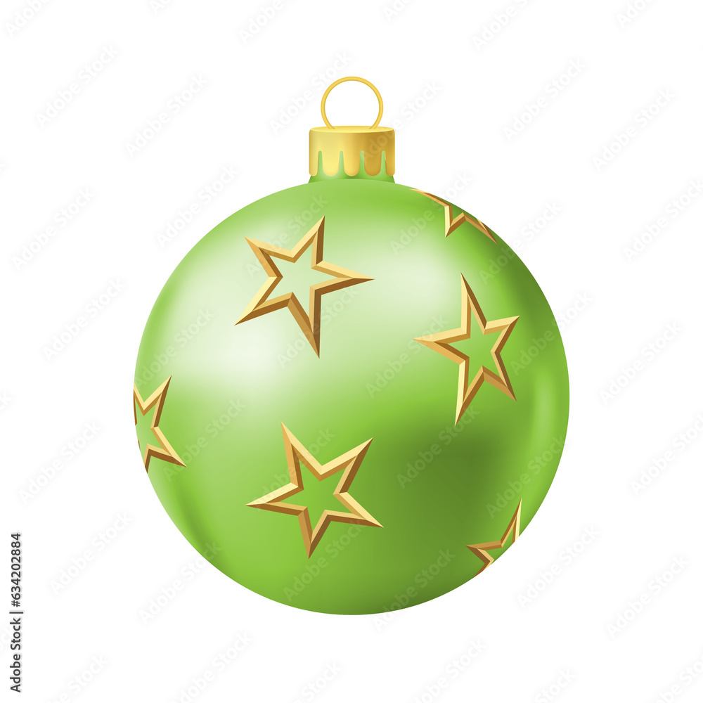 Green Christmas tree ball with gold star Green Christmas tree ball with gold star