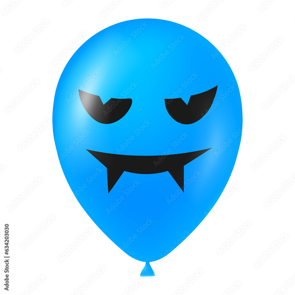 Halloween blue balloon illustration with scary and funny face Halloween blue balloon illustration with scary and funny face