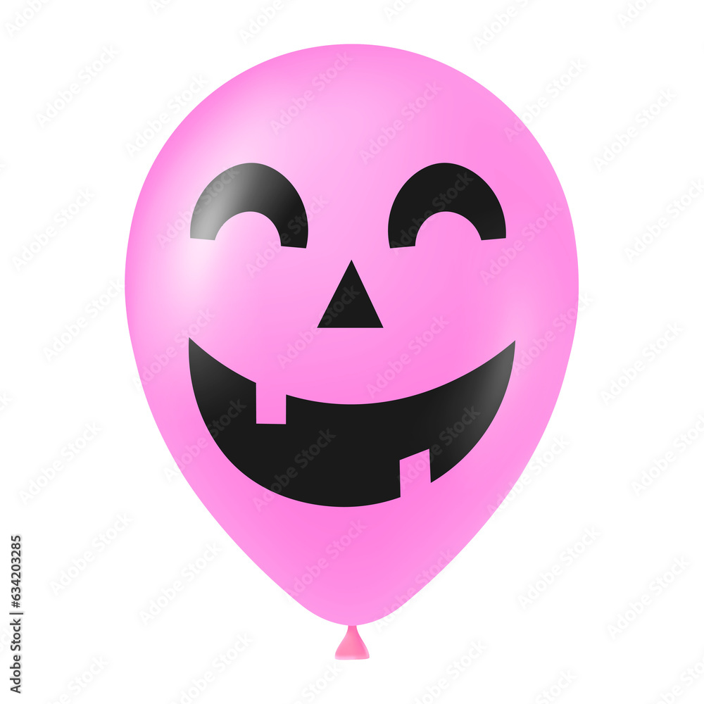 Halloween pink balloon illustration with scary and funny face Halloween pink balloon illustration with scary and funny face