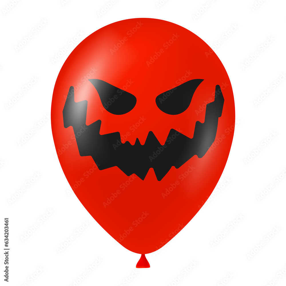 Fototapeta premium Halloween red balloon illustration with scary and funny face