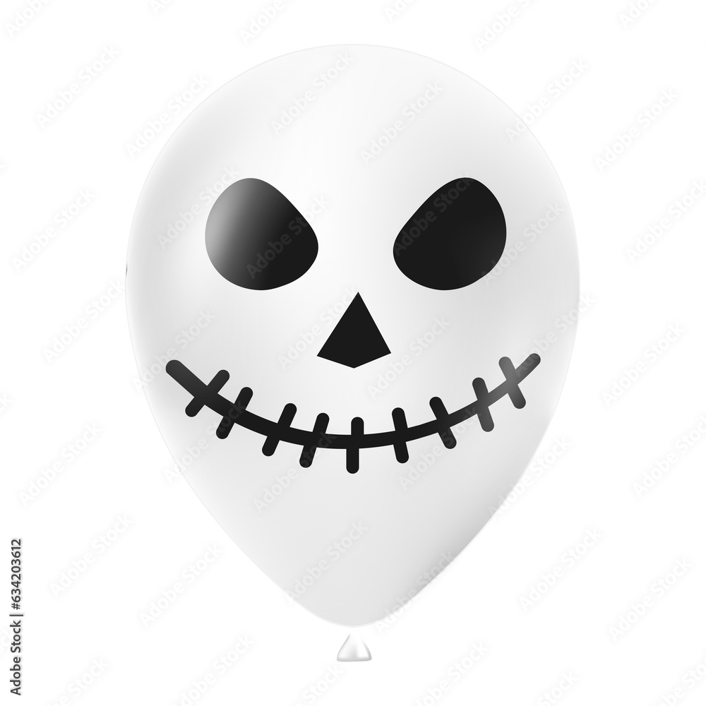 Halloween white balloon illustration with scary and funny face isolated on dark background Halloween white balloon illustration with scary and funny face isolated on dark background