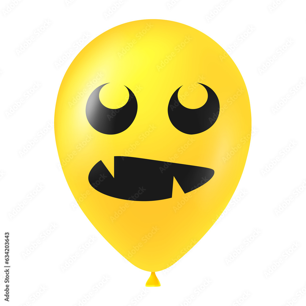 Fototapeta premium Halloween yellow balloon illustration with scary and funny face